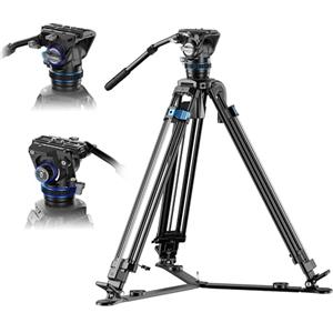 SIRUI 70,1"/178cm Treppiede in Lega di Alluminio Rapid-System per Telecamera, SQ75A+S5 Treppiede Video con Testa Fluida Idraulica, Smorzamento Continuo, Doppia Modalità Piastra QR, Max. 8 kg/17,6 lbs