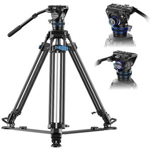 SIRUI 70,1"/178cm Treppiede Rapid-System per Telecamera, SQ75+S5 Treppiede Video in fibra di carbonio con Testa Fluida Idraulica, Smorzamento Continuo, Doppia Modalità Piastra QR, Max. 8 kg/17,6 lbs