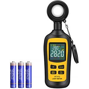 URCERI Luxmetro portatile, Esposimetro, Portata 0-200.000 lux (0 ~ 20.000 FC), Schermo LCD, Cifre a 4 colori, Blocco dati, Indicatore di batteria scarica, Batteria inclusa