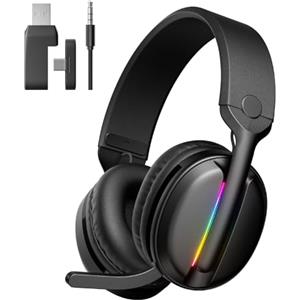 MANKIW Cuffie Gaming Wireless per PS5, PS4, PC, Mac, Cuffie da Gioco Bluetooth 5,4 & 2.4GHz USB/Type-C a Bassa Latenza con Microfono Antirumore, 40H di Autonomia