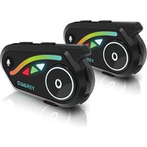 SWAREY Interfono Bluetooth Moto V8 5.2 con FM e Condivisione di Musica Auricolare Casco IP67 Cancellazione del Rumore DSP&CVC HiFi Stereo Coppia 2500M Sistema di Comunicazione (2 unità, 6X Rider)