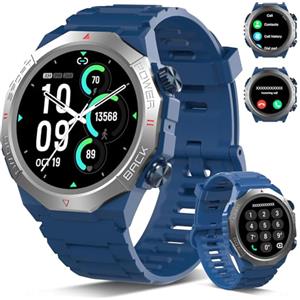 Ddidbi Smartwatch Uomo Donna con Effettua o Risposta Chiamate, 1.39" Militare Orologio Smartwatch, Sonno Cardiofrequenzimetro, 110+ Modalità Sportive Fitness Tracker, IP68 Smart Watch Android iOS, Blu