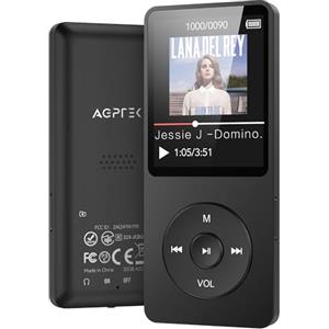 AGPTEK 32GB Lettore MP3, 1,8" Schermo Colori TFT, MP3 HiFi Lossless Musicale Portatile, Player con Line-in, Altoparlante, Radio FM, Registrazione,E-Book, Supporta 128GB TF (Non Incluso)