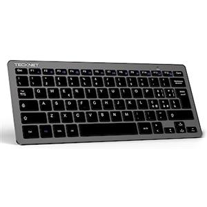 TECKNET Tastiera Wireless PC, Tastiera Senza Fili per Windows e Android Smart TV, Durata della Batteria Molto Lunga, Layout Italiano QWERTY, Silenzioso e Ultra Sottile, Grigio