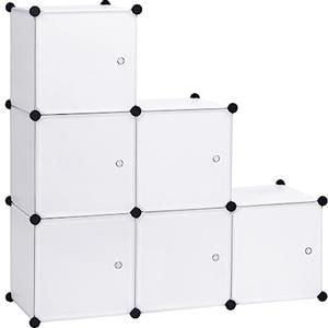 WOLTU DIY Armadio a Cubo Armadietto Mobiletto Modulare Guardaroba Pieghevoli Scarpiera Organizzatore Bianco