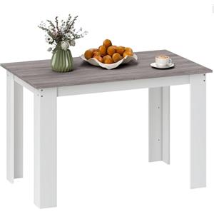 HOMCOM Tavolo da Pranzo per 4-6 Persone, Tavolo Cucina Moderno con Piano con Venature del Legno, Tavolino da Soggiorno e Sala da Pranzo Rettangolare in Legno, 120x69x75 cm, Grigio e Bianco