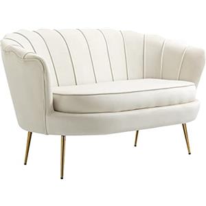 HOMCOM Divanetto 2 Posti in Tessuto Effetto Velluto, Piccolo Divanetto Vintage con Braccioli, Moderno, Seduta Imbottita per Camera da Letto e Soggiorno, 130x77x77cm, Bianco