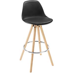 WOLTU Sgabello da Bar Sedia Alta Cucina Ristorante con Schienale Poggiapiedi in PU, Schienale di Plastica, Nero