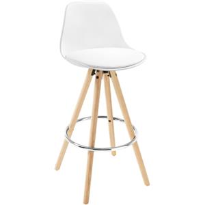 WOLTU Sgabello da Bar Sedia Alta Cucina Ristorante con Schienale Poggiapiedi in PU, Schienale di Plastica, Bianco