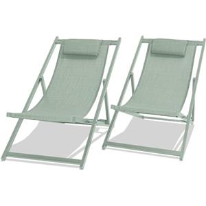 FRANKYSTAR Mezzaluna - Set di 2 sedie a sdraio pieghevoli in alluminio e textilene. Sdraio da giardino di design con schienale regolabile in 4 posizioni verde