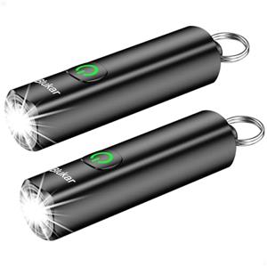 Blukar Mini Torcia LED Ricaricabile, 2 Pezzi Super Luminoso Torcia EDC Tascabile con Portachiavi, 3 Modalità, Funzione di Memoria, Impermeabile Portatile Flashlight per Campeggio/Trekking/Emergenza