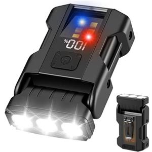 Aolso Piccola Torcia COB,550 Lumen Ricaricabile Mini Torcia Con Rosso Blu Calda Luce,80° Ruotabile,7 Modalità,Lampada a Clip,IP67 Impermeabile,LED Torce per Esterni,Emergenza e Trasporto Quotidian