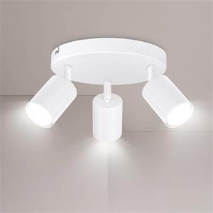 Ketom Faretti da Soffitto Orientabili, GU10 Faretti LED da Soffitto Bianco, Moderna Plafoniera LED Faretti 3 Luce Rotonda, Faretto da Parete Interno per Barra, Cameretta, Cucina, Senza Lampadina