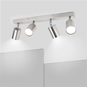 Ketom Faretti da Soffitto Orientabili - GU10 Faretti LED da Soffitto Nickel Matte - Moderna Plafoniera LED Faretti 4 Luce - Faretto da Parete Interno - Senza Lampadina
