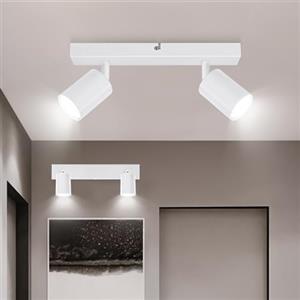 Ketom 2 Pezzi Faretti da Soffitto Orientabili Bianco, GU10 Lampada Faretti Led Soffitto Moderna, Plafoniera LED con 2 Faretti per Cucina, Cameretta, Senza Lampadina