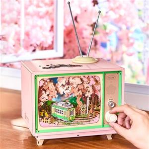Rolife Kit Modello Carillon Viaggio da Sogno Sakura Casa in Miniatura con Scena di Fiori di Ciliegio Casa delle Bambole in Legno per Decorazione Regalo di Compleanno per Lei