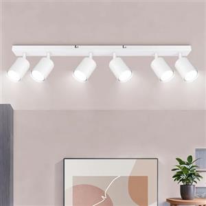 Ketom Faretti da Soffitto Orientabili Bianco, GU10 Lampada Faretti LED Soffitto, Faretto da Parete Moderna, Plafoniera LED con 6 Faretti per Cucina, Cameretta, Senza Lampadina