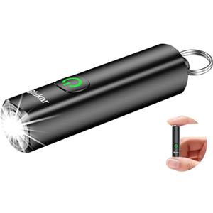 Blukar Mini Torcia LED Ricaricabile, Super Luminoso Torcia EDC Tascabile con Portachiavi, 3 Modalità, Funzione di Memoria, Impermeabile Portatile Flashlight per Campeggio/Pesca/Trekking/Emergenza