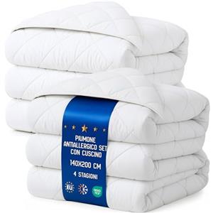 Amazinggirl Piumino letto matrimoniale o singolo 200x140 cm - trapunta tutte le stagioni et piumone leggera bianco caldo Completo: 2 X Piumino 140 x 200 cm Oeko-Tex