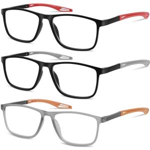 AOOSU Occhiali da Lettura, 3 Paia Occhiali da Lettura Sportivo, Uomo e Donna Anti Luce Blu, Ultraleggero, Comodo e Flessibile, per Lavoro, Casa e Tempo Libero, 1.50