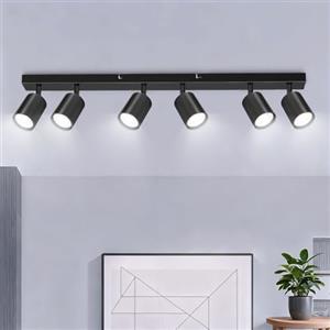 Ketom Faretti da Soffitto Orientabili Nero, GU10 Lampada Faretti LED Soffitto, Faretto da Parete Moderna, Plafoniera LED con 6 Faretti per Cucina, Cameretta, Senza Lampadina