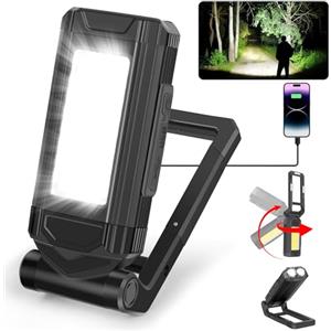 Daphomeu Torcia con magnete, lampada da officina, lampada da lavoro COB con funzione girevole e base magnetica, ideale per riparazioni auto, officina e campeggio