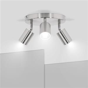 Ketom Faretti da Soffitto Orientabili - GU10 Faretti LED da Soffitto Nickel Matte - Moderna Plafoniera LED Faretti 3 Luce Rotonda - Faretto da Parete Interno - Senza Lampadina