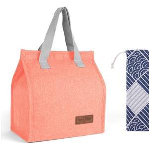 Vicloon Pranzo Tote Bag, Borsa Termica Porta Pranzo con Borsa per Posate, per Donna e Uomo, per Alimenti Mantenere Caldo o Freddo, Impermeabile, per Ufficio Scuola Campeggio Picnic, Rosso Anguria