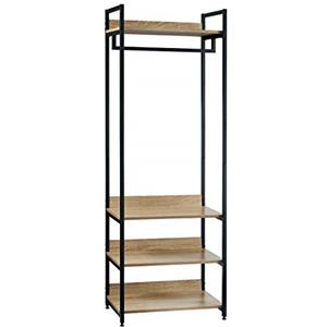 WOLTU Stand Appendiabiti con Ripiani Attaccapanni per Cameretta Guardaroba con Scarpiera Scaffale Porta Abiti in Legno e Acciaio 60x40x170 cm