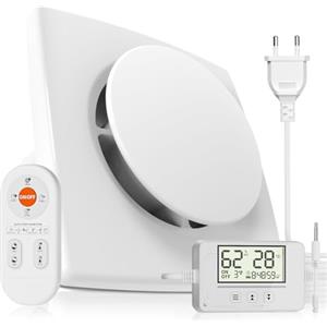 BUMSOU Ventola di estrazione 100mm con sensore di umidità, sensore di temperatura e timer P119