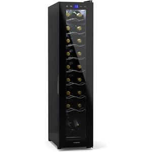 Klarstein Cantinetta Vino Refrigerata a Zona Singola per Interno/Esterni, Frigo Bar, Cantina Vino con Porta in Vetro, Mini Frigo Silenzioso, Frigorifero Piccolo Touch Control, 5-18°C, 18 Bottiglie