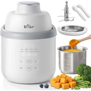 Bear Produttore per alimenti NutriEase AllStage, in acciaio inox, OneStep Baby Food Maker per porridge per bambini, cottura automatica e triturazione per alimenti sani fatti in casa, senza BPA