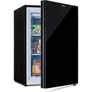 Klarstein Pluto - Congelatore, Frontale in Vetro, 1 Zona di Raffreddamento, Termostato con 5 Livelli, fino a -18 °C, Piedi Regolabili in Altezza, Silenzioso, 80 Litri, Nero