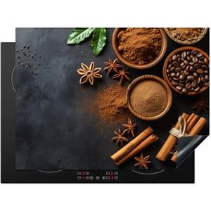 KitchenYeah© Copri Piano Induzione 70x52 cm Cucina Coprifornelli Copertura Protezione Cottura Tutto per la Cucina Cannella - Calcestruzzo - Caffè - Bastoncini di cannella - Spezie