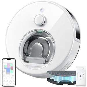 OKP L7 Robot Aspirapolvere con LiDAR DToF, 6000Pa, 150 Minuti, Evitamento ostacoli con PSD, Mappatura Intelligente, Zone No-Go, WiFi/App/Alexa, Ideale per Peli di Animali e Pavimenti Duri, Bianco