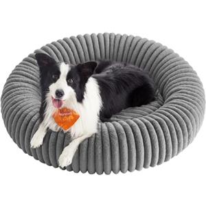 Feandrea Cuccia per Cani e Gatti di Taglia Extra Grande, Diametro di 100 cm, Lettino per Animali Domestici, Cuscino Lavabile, Tappeto Soffice, Imbottitura Morbida, Grigio Tortora PGW306GD01