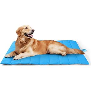 UNIKOME Cuccia Cane Grande per Interno e Esterno, Cuscino Cane Impermeabile, Facile da Lavare, Pieghevole, Resistente Materassino Cani/Gatto/Pet per Viaggi All'aperto (Blu+Grigio, 110x68cm)