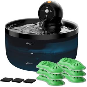 GOOIFUN Fontanella Gatto con Sensore Fontana Gatti: Fontanella per Gattis a Batteria - Fontanellas Gatti senza Fili - Dispenser Acqua Cani Ricaricabile - Fontana Gatto con 8 Filtris + 8 Spugnes
