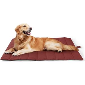 UNIKOME Cuccia Cane Grande per Interno e Esterno, Cuscino Cane Impermeabile, Facile da Lavare, Pieghevole, Resistente Materassino Cani/Gatto/Pet per Auto, Pavimento, Cassa (Rosso+Verde, 110x68cm)