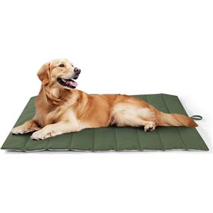 UNIKOME Cuccia Cane Grande per Interno e Esterno, Cuscino Cane Impermeabile, Facile da Lavare, Pieghevole, Resistente Materassino Cani/Gatto/Pet per Viaggi All'aperto (Verde+Grigio, 110x68cm)