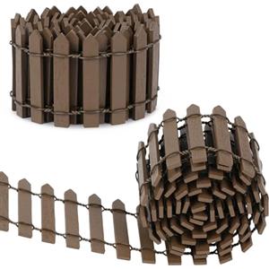 Aolso 2 Pezzi Recinzioni in Legno,Recinzione da Giardino per Casa Delle Bambole,Accessori Casa delle Bambole in Miniatura,Recinzione Decorativa a Micro Paesaggio,Regalo Giocattolo per Bambini-Caffè