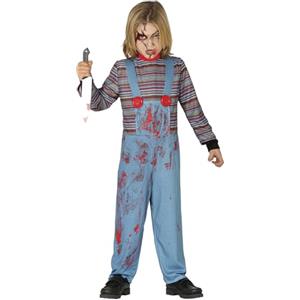 FIESTAS GUIRCA | Costume Bambola Posseduta Bambini (7-9 anni) - Tuta - Costumi Horror per Halloween, Carnevale e Feste - Ideale per Bambini - Blu e Multicolore