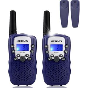 Retevis RT388 Walkie Talkie Bambini, Torcia VOX a Lungo Raggio Giocattolo Regalo per Ragazzi di 3-12 Anni, Regalo di Compleanno per Bambini, Famiglia, Campeggio (1 Coppia, Blu Navy)