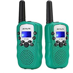 Retevis RT388 Walkie Talkie per Bambini con Torcia a Lungo Raggio VOX, Regalo Giocattolo per Bambini dai 3 ai 12 Anni per Campeggio, Escursionismo, Giardino (1 Paio, Verde)