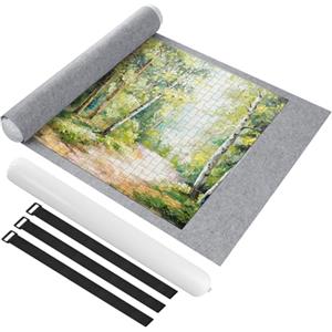 Ainiv Tappeto Puzzle 1500 Pz, Portatile Tappetino Feltro Antiscivolo Arrotolabile, Roll Mat Con Pompa Gonfiabile, Grigio