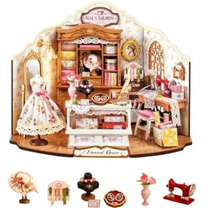 Rolife Casa delle Bambole Sartoria di Elsa Casa Miniatura Kit Modello in Legno Stile Vintage Rustico Decorazione Regalo di Compleanno per Lei