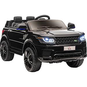 HOMCOM Auto Elettrica per Bambini 3-6 Anni 12V Doppio Motori 3-5km/h, Macchina per Bambini Elettrica con Sospensione, Telecomando 2.4G, Maniglia, Luci LED, Musica e Clacson, Nero