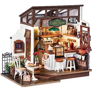 Rolife Casa delle Bambole Casa in Miniatura Regalo di Natale Compleanno per Donne Kit di Modelli per Adulti da Costruire con Accessori (NO.17 Café)