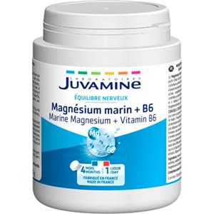 JUVAMINE - Magnesio marino + Vitamina B6 - Equilibrio nervoso - Riduce la stanchezza - Contribuisce al normale funzionamento del sistema nervoso - Formula ottimizzata - Formato 4 mesi - 120 compresse