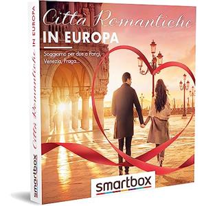Smartbox - Cofanetto Regalo Città romantiche in Europa - Idea Regalo per la Coppia - Un Soggiorno con Colazione, Cena o Accesso Spa per 2 Persone